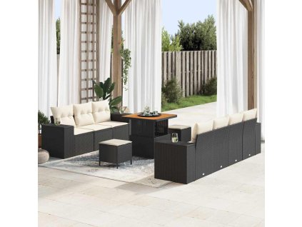 Sada zahradních pohovek 10 pcs Černá polyratan 3361965