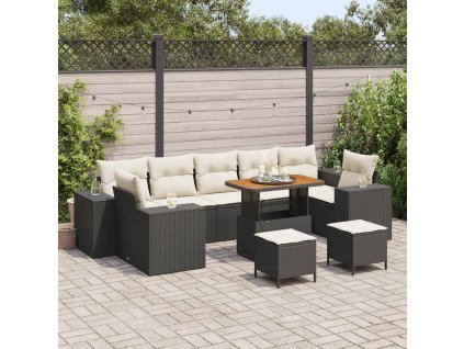 Sada zahradních pohovek 10 pcs Černá polyratan 3361990