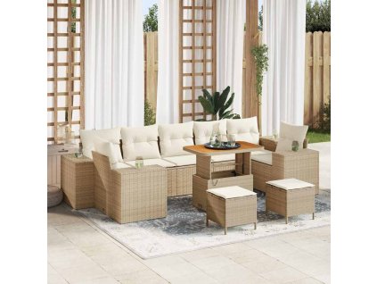 Sada zahradních pohovek 10 pcs Béžová polyratan 3361991