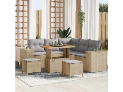 Sada zahradních pohovek s polštářem 8 pcs Béžová polyratan 3362007