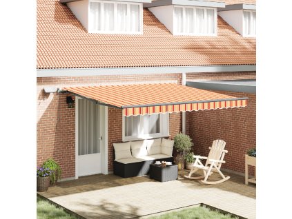 Ruční výsuvná markýza s LED Žlutá a oranžová 400x300 cm 3330532
