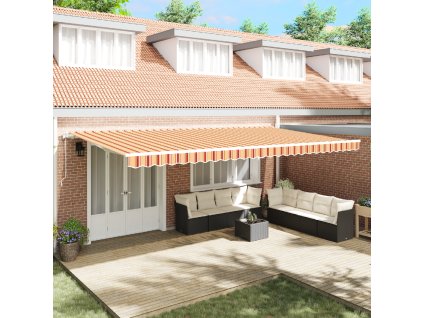 Automatická zasouvací markýza Žlutá a Oranžová 600x300 cm 3331599