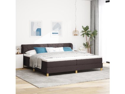 Postel s pružinovým podstavcem a matrací tmavě hnědá 200x200 cm látka 3340300