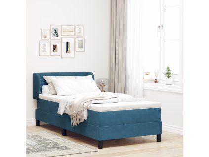 Postel s boxspringem a matrací tmavě modrá 90x190 cm samet 3340314