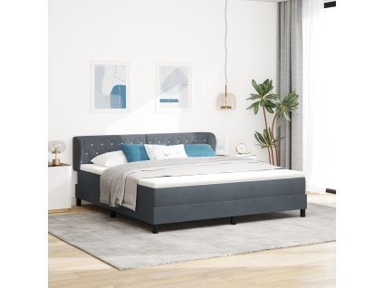 Postel s matrací a pružinovým rámem tmavě šedá 180x200 cm samet 3340347
