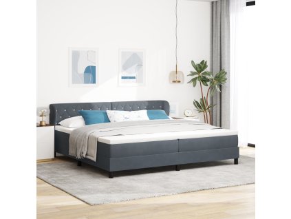 Boxspring postel s matrací tmavě šedá 200x200 cm samet 3340353