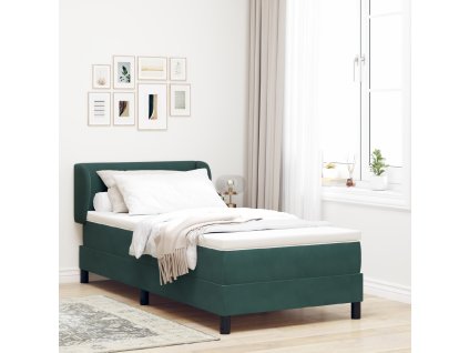 Postel s matrací a boxspringem tmavě zelená 90x190 cm samet 3340367