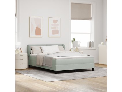 Postel s matrací Box Spring Světle šedá 140x190 cm Samet 3340382