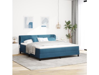 Postel s matrací a box spring tmavě modrá 180x200 cm samet 3340404
