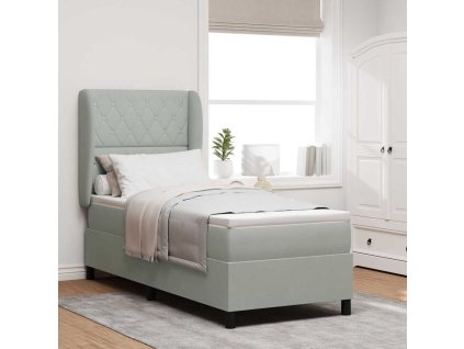 Postel s boxspringem s čelo Světle šedá 200 x 80 cm Polyester 3340844