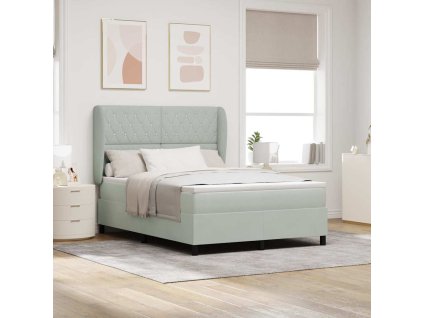 Postel s boxspringem s čelo Světle šedá 190 x 140 cm Polyester 3340868