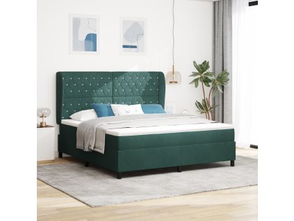 Postel Boxspring s matrací v tmavě zelené, 180x200 cm, samet 3340889