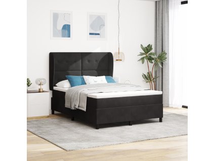 Postel Box Spring s matrací černá 140x190 cm samet 3340924