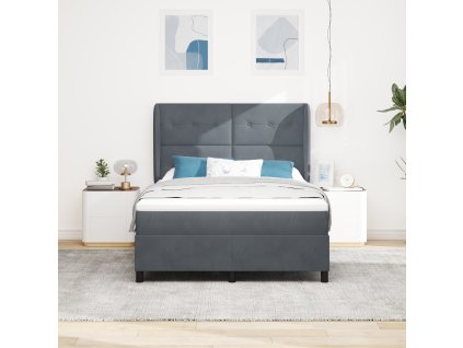 Boxspring postel s matrací - Tmavě šedá - 140x200 cm - Samet 3340929