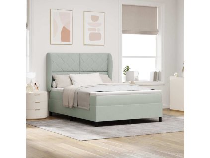 Postel s boxspringem s čelo Světle šedá 190 x 140 cm Polyester 3340976