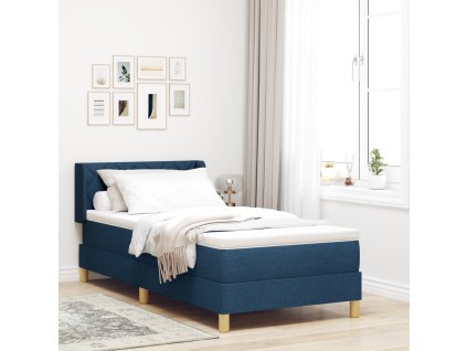 Boxspring postel s matrací v modré barvě, 100 x 200 cm, tkanina 3341348
