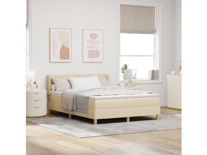 Boxspring postel s matrací v krémové barvě, 140 x 190 cm, textil 3341354