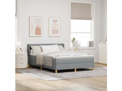 Boxspring postel s matrací v světle šedé, 140 x 200 cm, z látky. 3341356