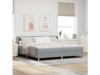 Boxspring postel s matrací ve světle šedé, 200 x 200 cm, látka 3341377