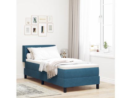 Postel s matrací a boxspringem tmavě modrá 80x200 cm samet 3341388