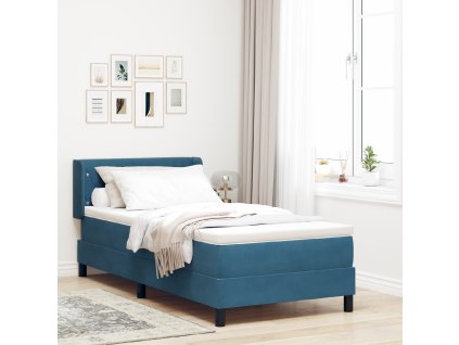 Postel s matrací Box Spring Temně modrá 90x190 cm Samet 3341394