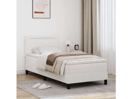 Boxspring postel od s bílou matrací, jednolůžko, koženka 3339029