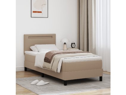 Postel Box Spring s matrací ve světle hnědé barvě (100 x 200 cm, umělá kůže) 3339039