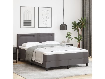 Postel s boxspringem a matrací v šedé, rozměry 160 x 200 cm, potah z umělé kůže 3339058