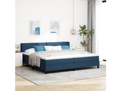 Postel s boxspringem a matrací v modrý barvě, 200 cm x 200 cm, tkanina 3341194