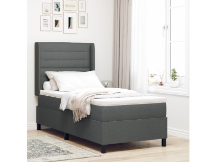 Postel s matrací a boxspringem tmavě šedá 80x200 cm látka 3341547