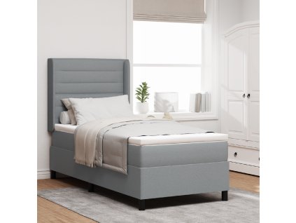 Postel se základnou s matrací Světle šedá 100x200 cm Textil 3341567