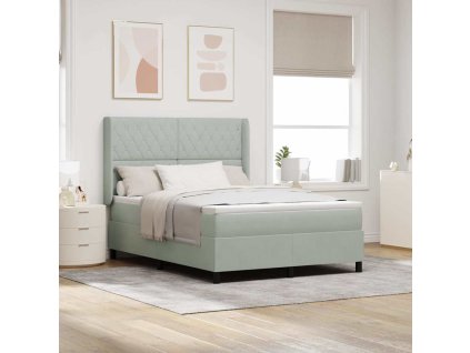 Postel s boxspringem s matrací Světle šedá 140 x 190 cm samet 3341948