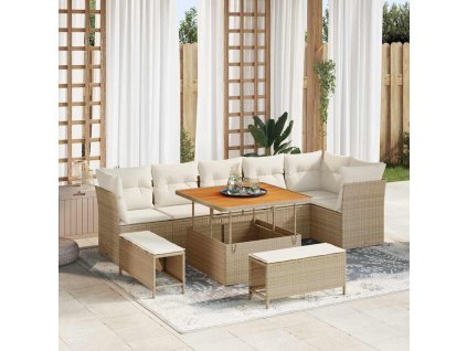 Sada zahradních pohovek 9 pcs Béžová polyratan 3361496