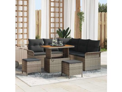 Sada zahradních pohovek 8 pcs Šedá polyratan 3362138