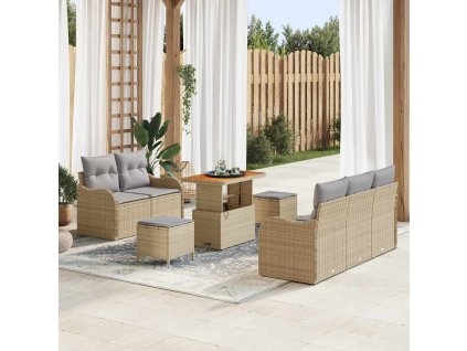 Sada zahradních pohovek s polštářem 8 pcs Béžová polyratan 3362212