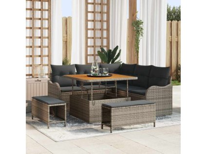 Sada zahradních pohovek 8 pcs Šedá polyratan 3362258