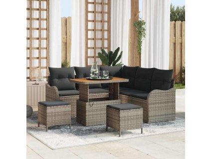 Sada zahradních pohovek 8 pcs Šedá polyratan 3362268