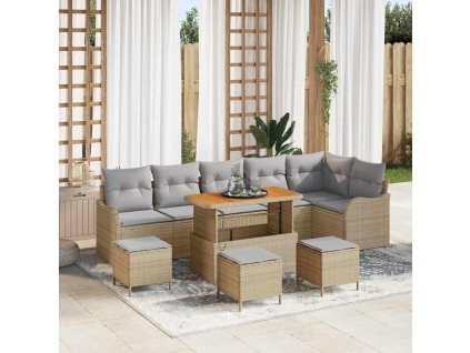 Sada zahradních pohovek 10 pcs Béžová polyratan 3362292
