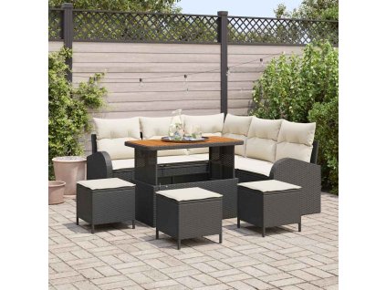 Sada zahradních pohovek s polštářem 9 pcs Černá Poly ratan 3362400