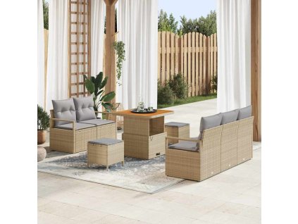 Sada zahradních pohovek s polštářem 8 pcs Béžová Poly ratan 3362467