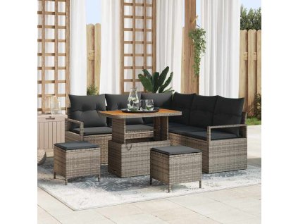 Sada zahradních pohovek s polštářem 8 pcs Šedá polyratan 3362528