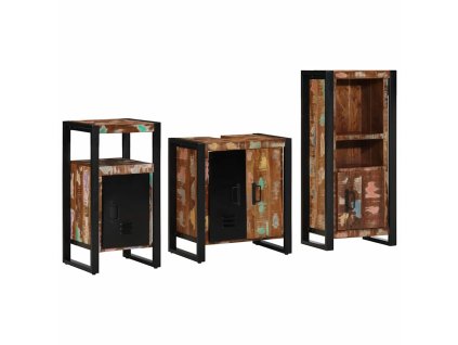 Sada koupelnového nábytku 3 pcs Masivní obnovované dřevo 3305611