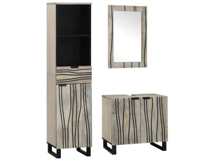 Sada koupelnového nábytku s policí 3 pcs Bílá kompozitní dřevo 3310049