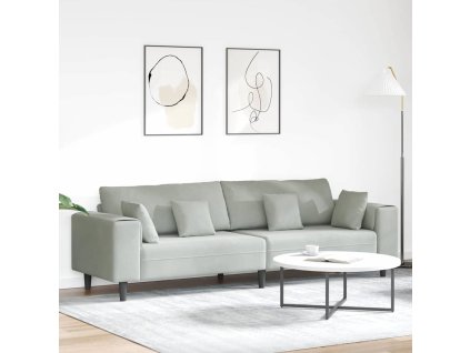 Pohovka s polštářem Světle šedá 250 x 77 x 76 cm samet 3335153