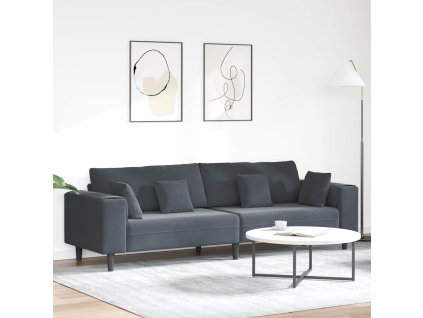 Pohovka s polštářem Tmavě šedá 250 x 77 x 76 cm samet 3335154