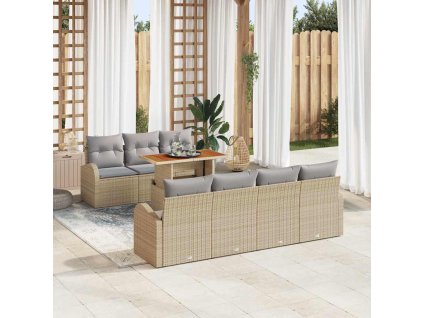 Sada zahradních pohovek s polštářem 8 pcs béžová a světle šedá 3349545