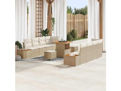 Sada zahradních pohovek 11 pcs Béžová polyratan 3362886