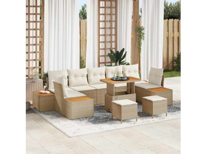 Sada zahradních pohovek 10 pcs Béžová polyratan 3362901