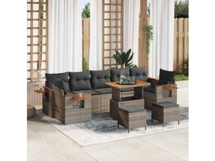 Sada zahradních pohovek s polštářem 10 pcs Šedá 3363163