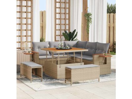 Sada zahradních pohovek s polštářem 8 pcs béžová a světle šedá 3363167